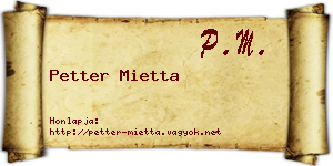 Petter Mietta névjegykártya